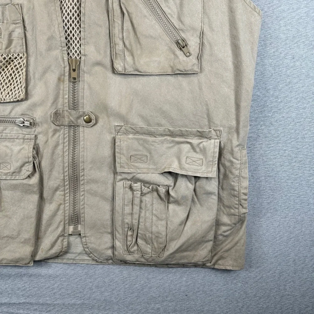 RARE 80s VTG Banana Republic Safari Vest XL Khaki Multi Pocket Tactical
